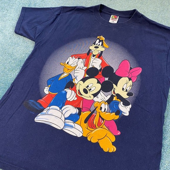 VINTAGE Disney Mickey Minnie Pluto Donald Goofy Rap T-Shirt Adult Large 90s VTG - Picture 2 of 10